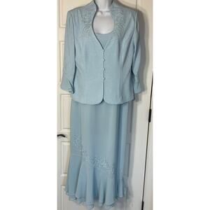 Mother/Grandmother of the Bride Blue 2pc Long Formal Gown w/Jacket 12